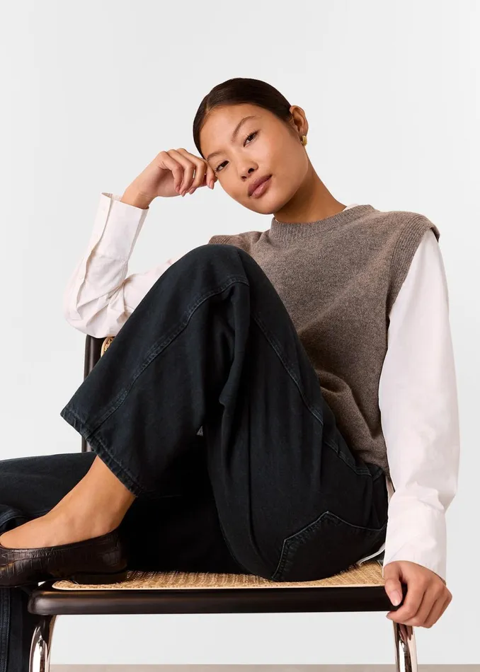 Women Petite Trousers and Jeans Whistles Black Petite Authentic Barrel Leg Jean