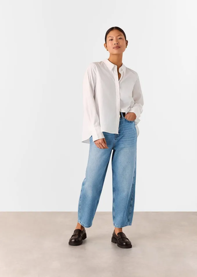 Women Petite Trousers and Jeans Whistles Light Wash Petite Authentic Barrel Leg Jean