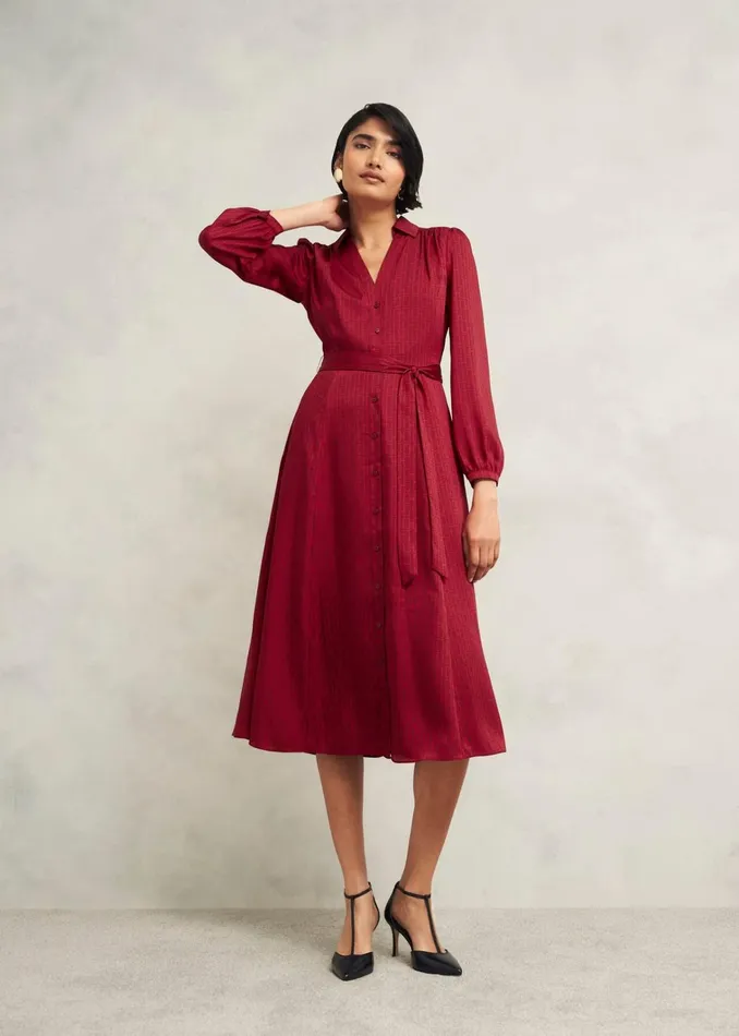 Women Petite Yvonne Shirt Dress Red Multi Hobbs Dresses and Jumpsuits