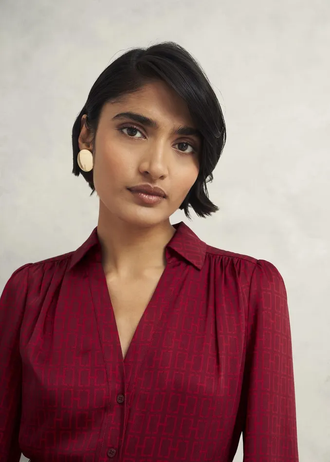 Women Petite Yvonne Shirt Dress Red Multi Hobbs Dresses and Jumpsuits
