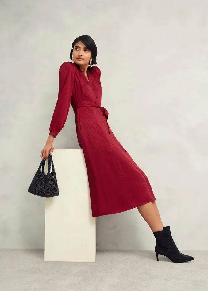 Women Petite Yvonne Shirt Dress Red Multi Hobbs Dresses and Jumpsuits