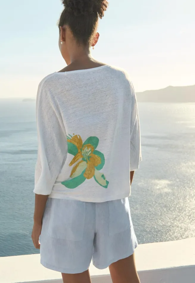 Women Printed Jersey Top Aqua Gold Poetry Fashion TShirt and Tops