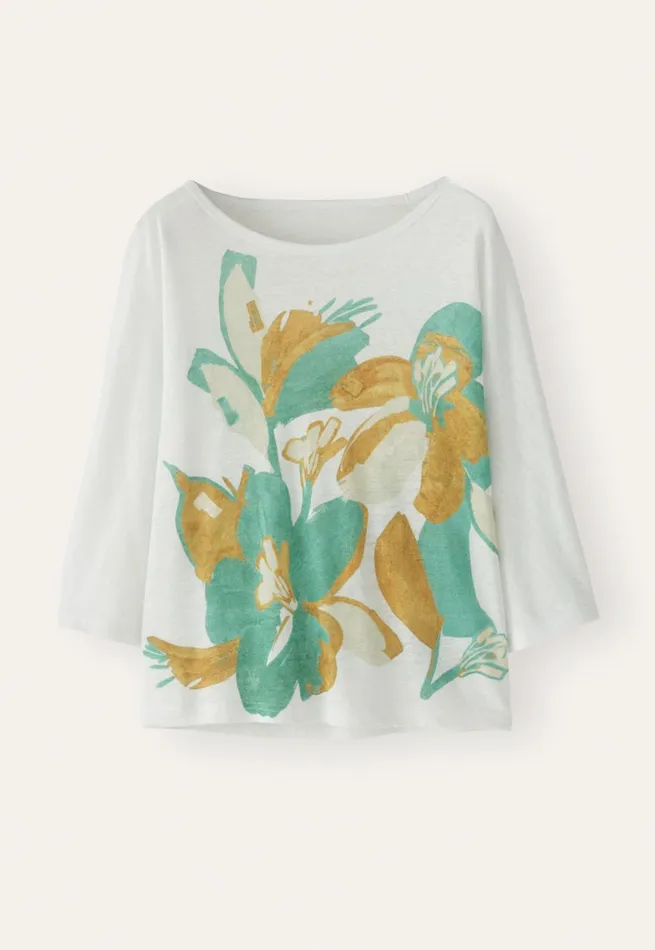 Women Printed Jersey Top Aqua Gold Poetry Fashion TShirt and Tops