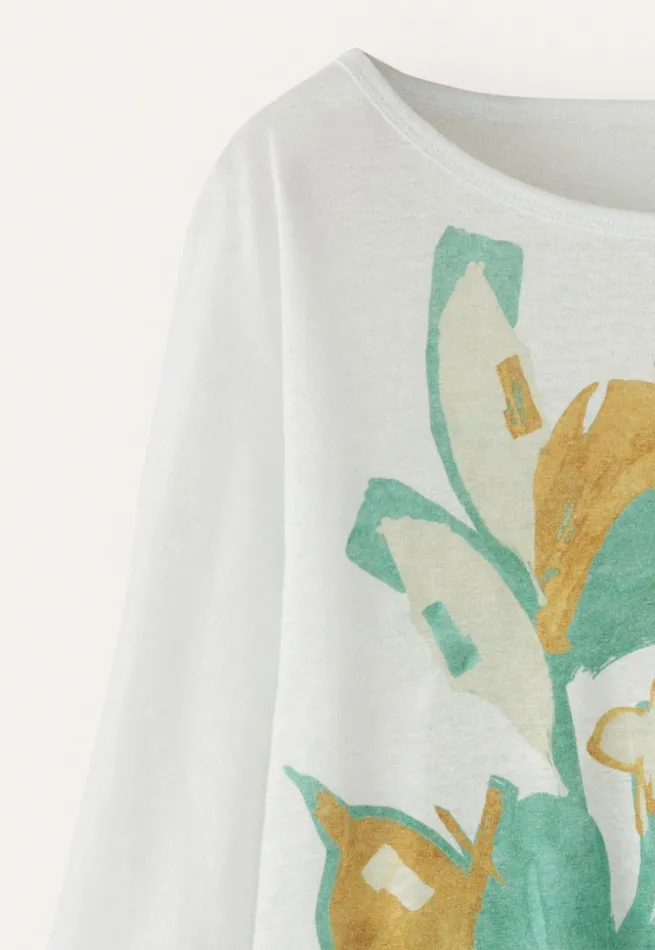 Women Printed Jersey Top Aqua Gold Poetry Fashion TShirt and Tops