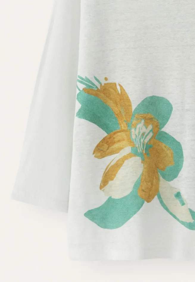 Women Printed Jersey Top Aqua Gold Poetry Fashion TShirt and Tops