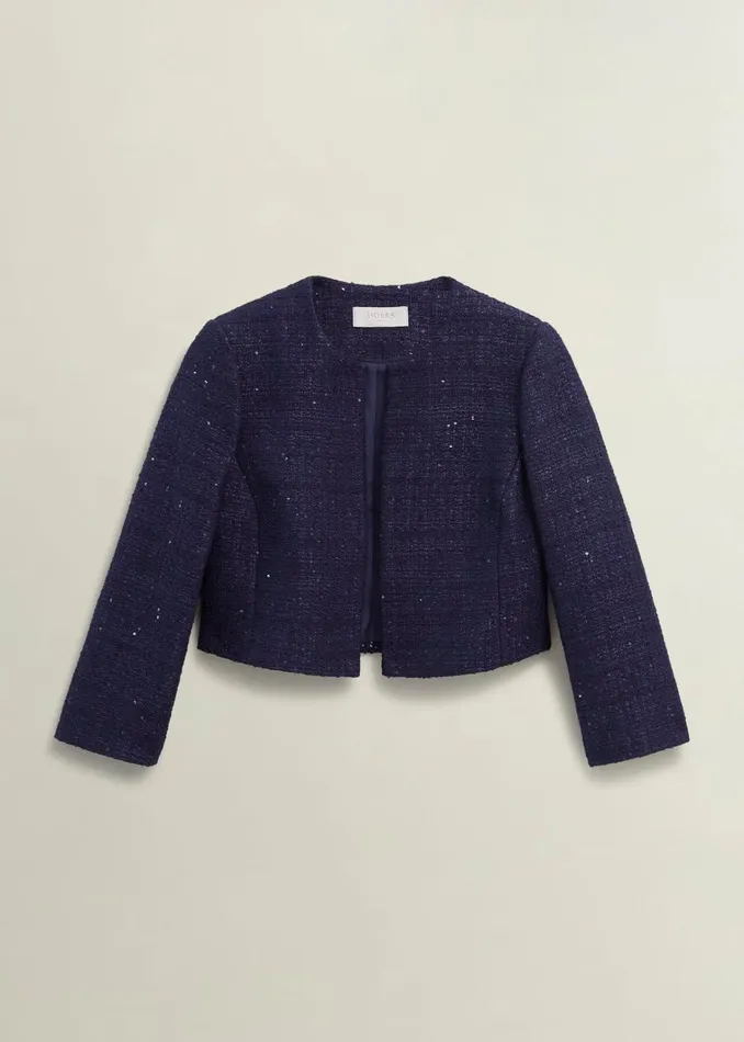 Women Prisha Sequin Tweed Jacket Midnight Navy Hobbs Coats and Jackets
