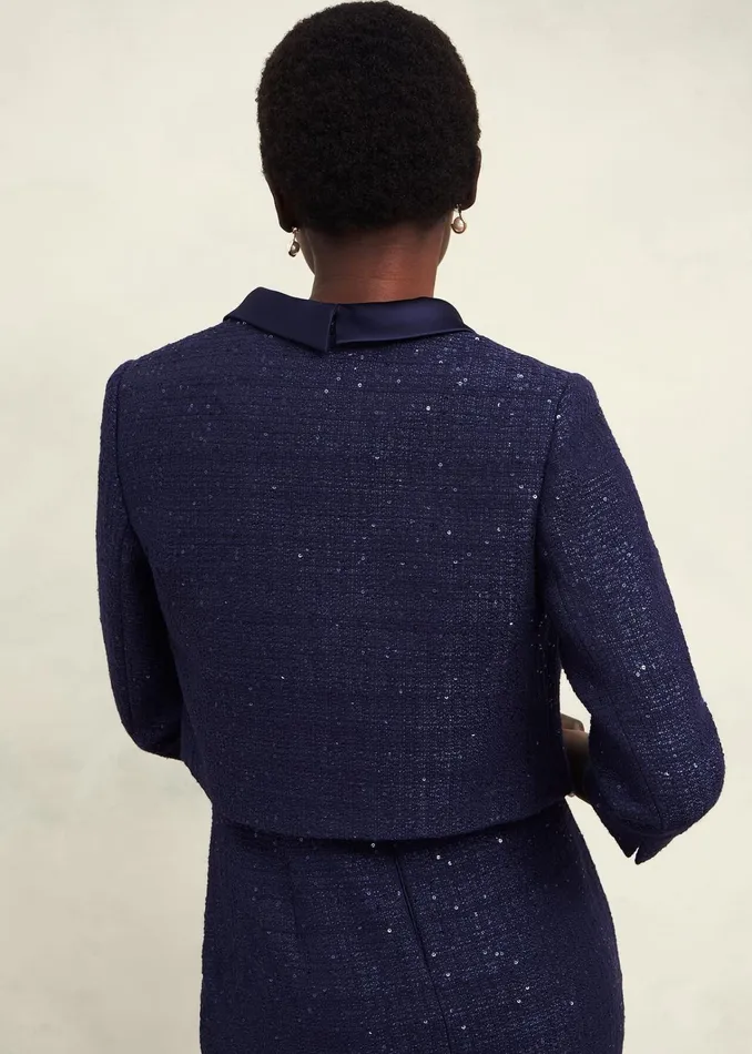 Women Prisha Sequin Tweed Jacket Midnight Navy Hobbs Coats and Jackets