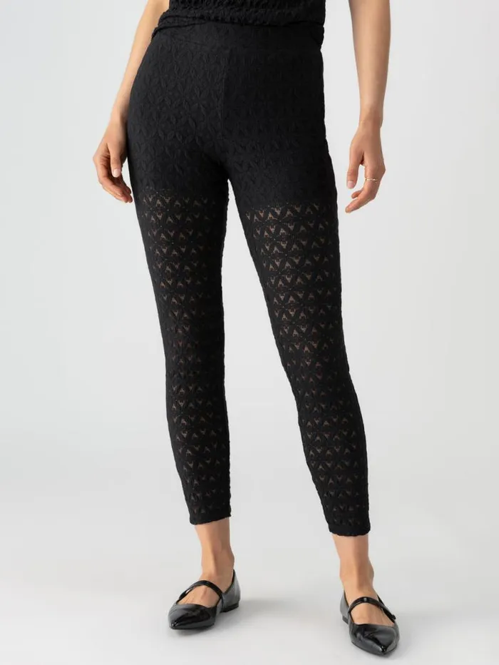 Women Pucker Up Lace Runway Standard Rise Legging Black Sanctuary Clothing Pants