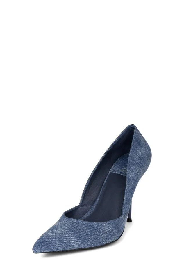 Women Pump Jeffrey Campbell CONVINCE Blue Acid Wash Denim