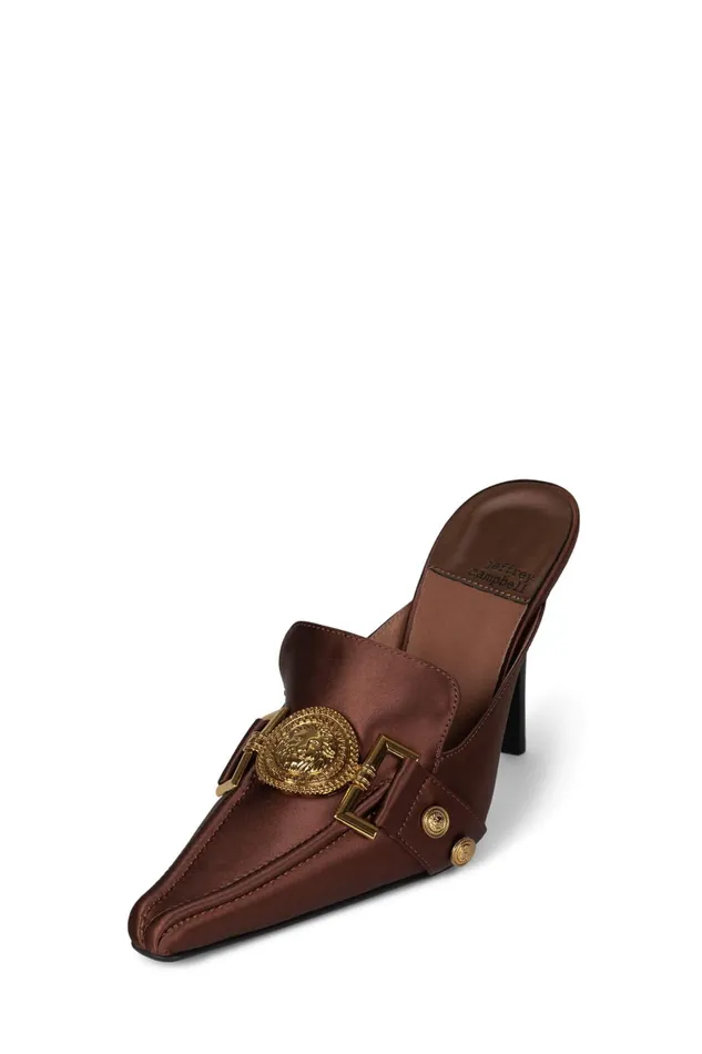 Women Pump Jeffrey Campbell LIONA Tan Satin Gold