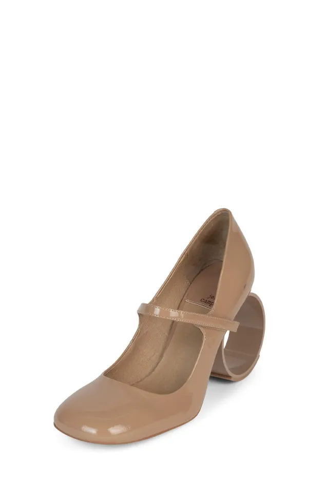 Women Pump Jeffrey Campbell ROUNDIN Beige Patent