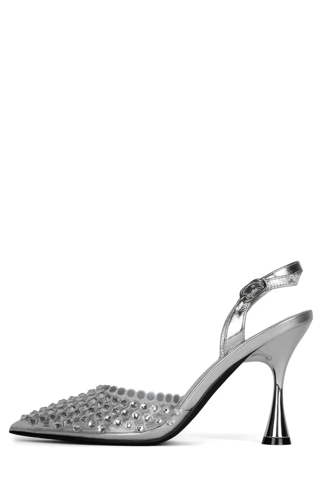 Women Pump Jeffrey Campbell SHINER Clear Silver
