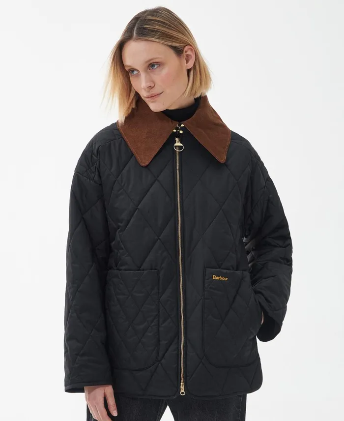 Women Quilted Jackets Barbour Woodhall Quilted Jacket Classic Blackclassic Blacksage Tartan