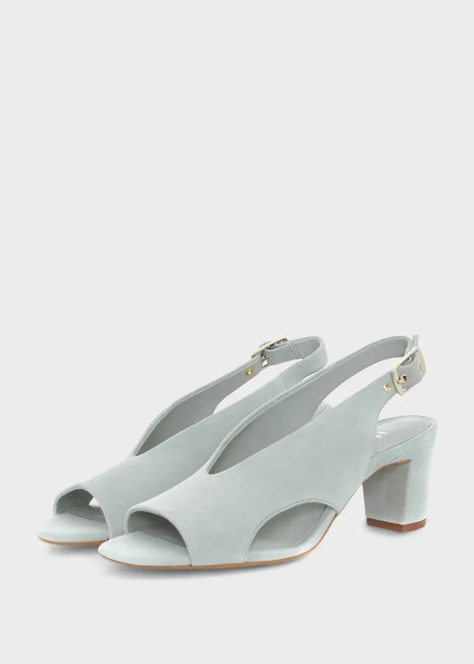 Women Riley Suede Sandals Sage Green Hobbs Heels