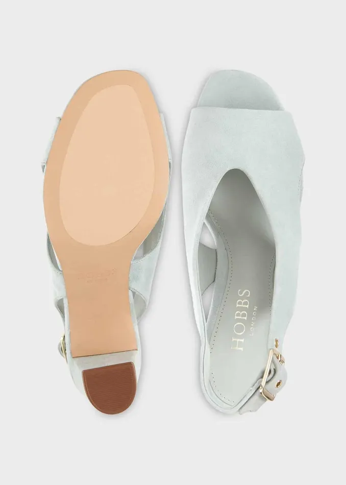 Women Riley Suede Sandals Sage Green Hobbs Heels