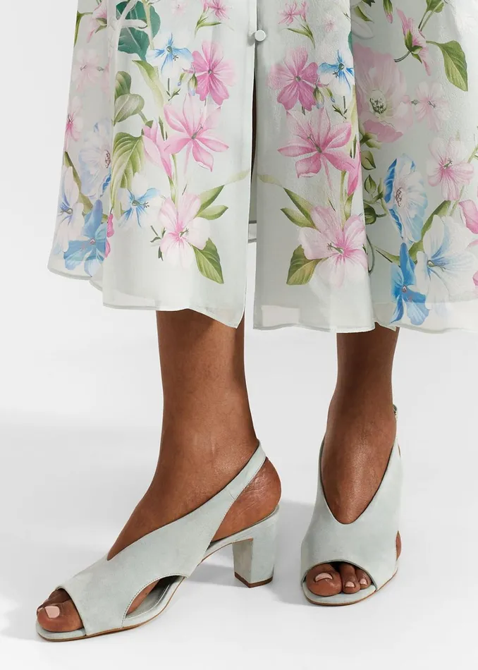 Women Riley Suede Sandals Sage Green Hobbs Heels