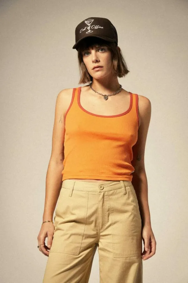 Women Ringer Organic ATank Tangerineburnt Brick Brixton Tops