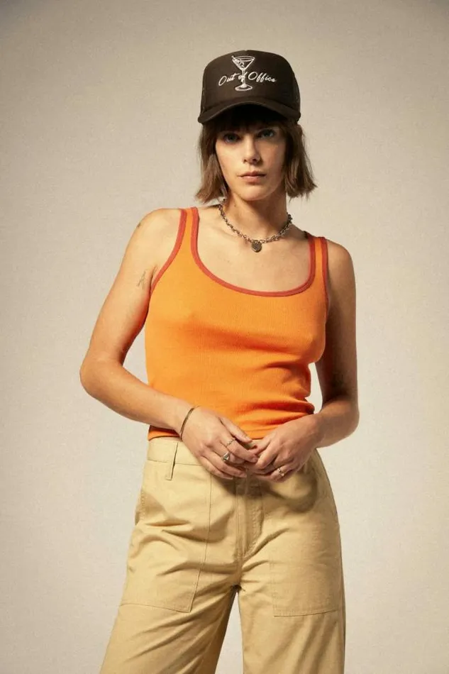 Women Ringer Organic ATank Tangerineburnt Brick Brixton Tops