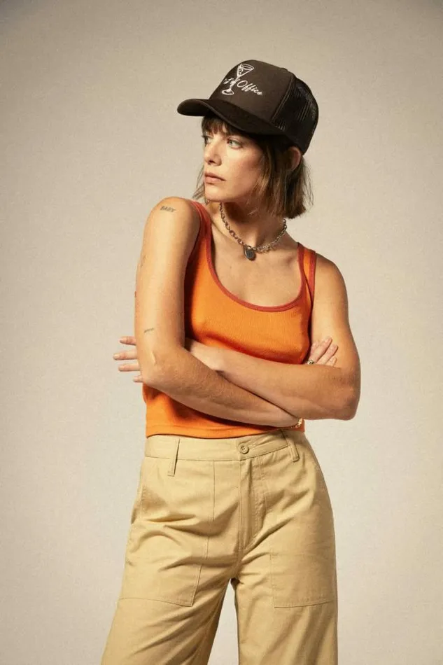 Women Ringer Organic ATank Tangerineburnt Brick Brixton Tops