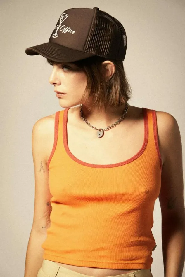 Women Ringer Organic ATank Tangerineburnt Brick Brixton Tops