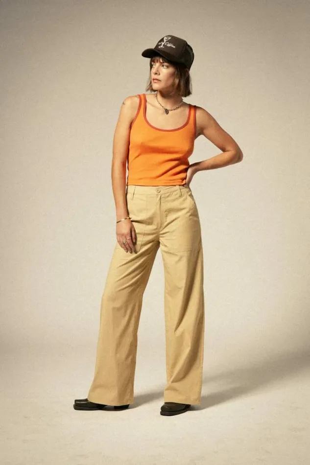Women Ringer Organic ATank Tangerineburnt Brick Brixton Tops