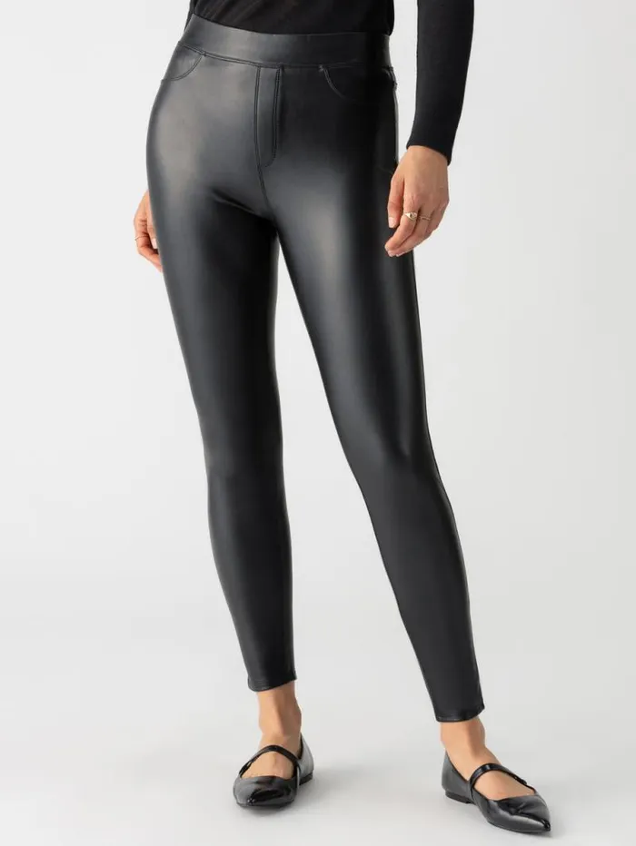 Women Runway Semi High Rise Legging Slick Black Sanctuary Clothing Pants
