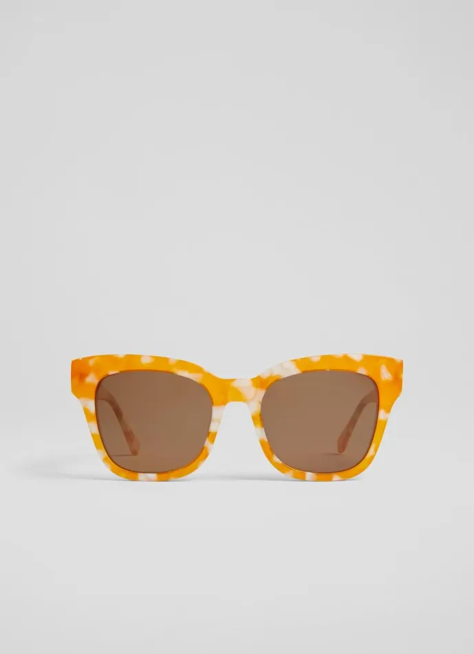 Women Sabella Yellow TortoiseEffect Acetate Sunglasses LKBennett Sunglasses