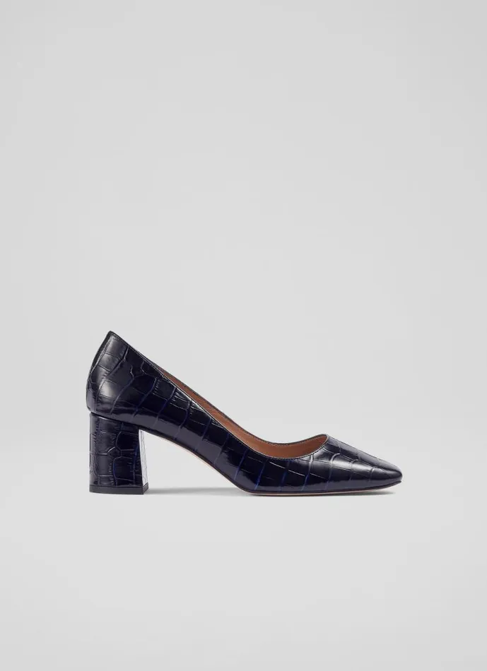 Women Sally Navy CrocEffect Leather Courts Navy LKBennett Court Shoes