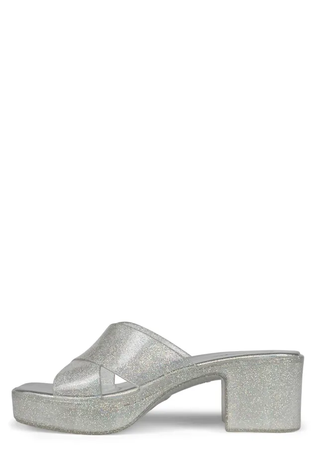 Women Sandal Jeffrey Campbell BUBBLEGUM Silver Iridescent Glitter