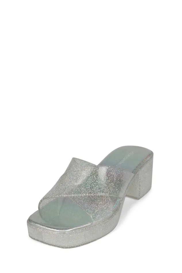 Women Sandal Jeffrey Campbell BUBBLEGUM Silver Iridescent Glitter