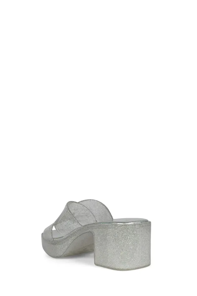 Women Sandal Jeffrey Campbell BUBBLEGUM Silver Iridescent Glitter