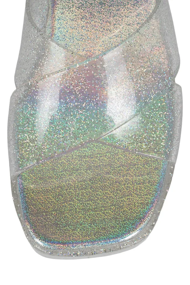 Women Sandal Jeffrey Campbell BUBBLEGUM Silver Iridescent Glitter