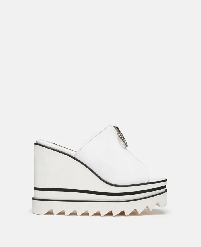 Women Sandals Stella McCartney SneakElyse Zip Slide Wedge Sandals White