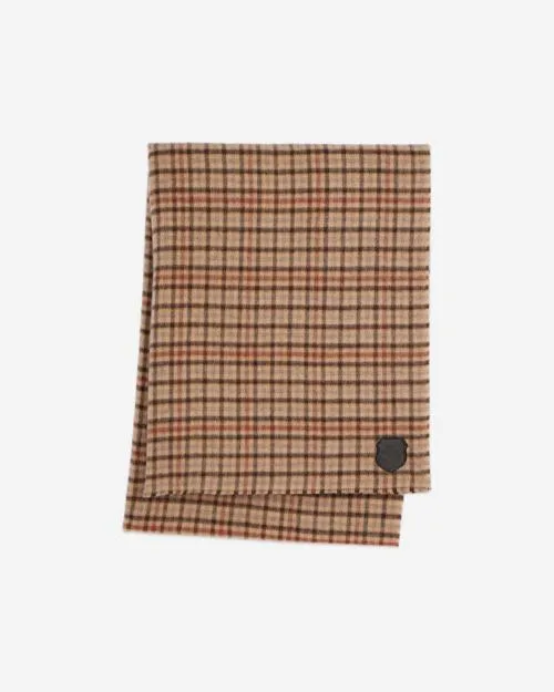 Women Scarves The Kooples Checked Wool Scarf Beige Brown Black