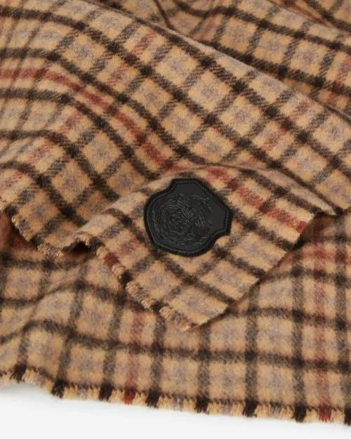 Women Scarves The Kooples Checked Wool Scarf Beige Brown Black