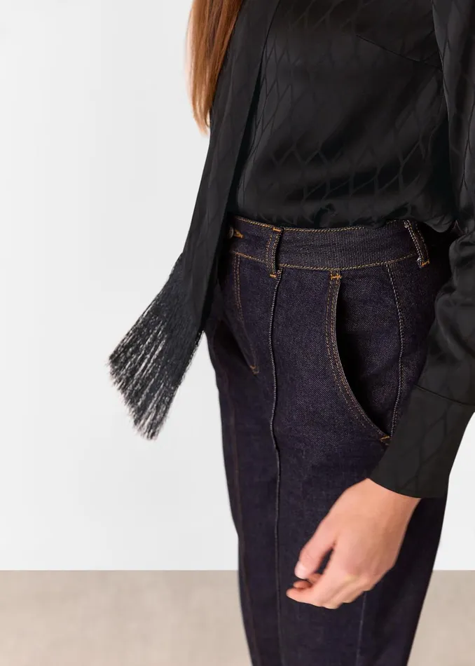 Women Shirts and Blouses Whistles Black Diamond Jacquard Scarf Blouse