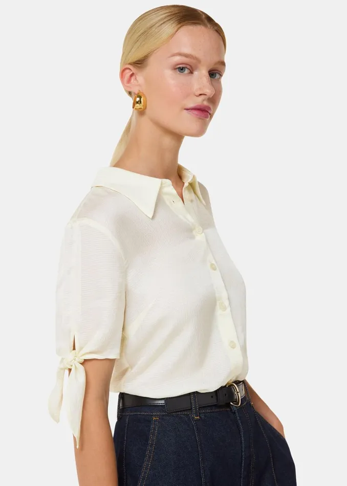 Women Shirts and Blouses Whistles Ivory Lyla Bow Sleeve Shirt