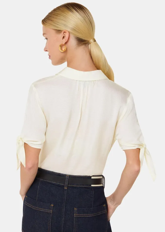 Women Shirts and Blouses Whistles Ivory Lyla Bow Sleeve Shirt