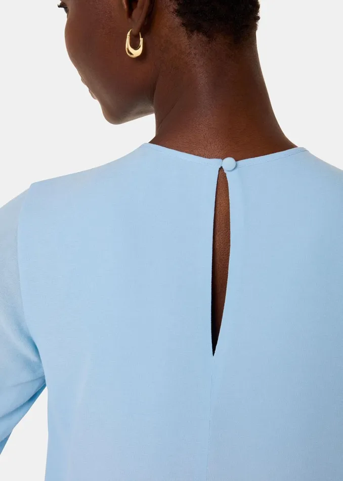 Women Shirts and Blouses Whistles Pale Blue Laya Gather Detail Blouse
