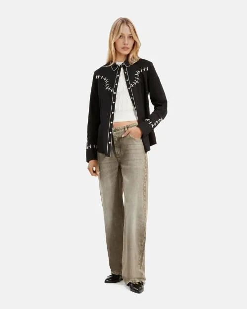 Women Shirts and Tops The Kooples Black Embroidered Shirt Black