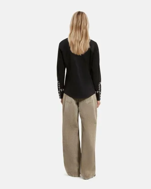 Women Shirts and Tops The Kooples Black Embroidered Shirt Black