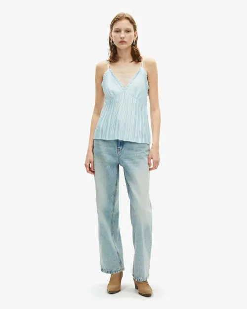 Women Shirts and Tops The Kooples Blue Pleated Top Baby Blue
