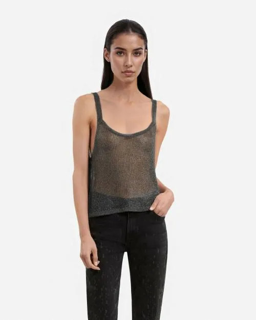 Women Shirts and Tops The Kooples Gray Ribbed Knit Effect Top Grey Silver