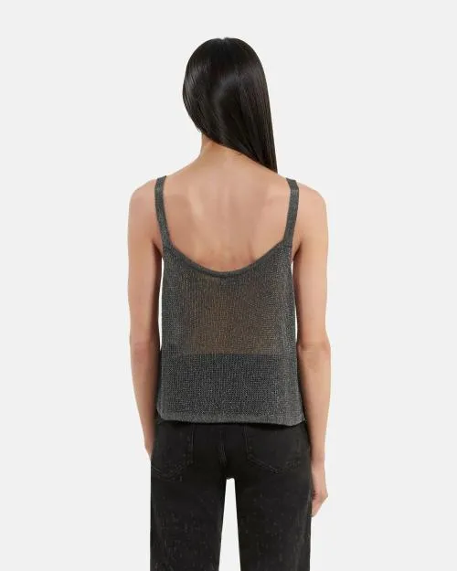 Women Shirts and Tops The Kooples Gray Ribbed Knit Effect Top Grey Silver