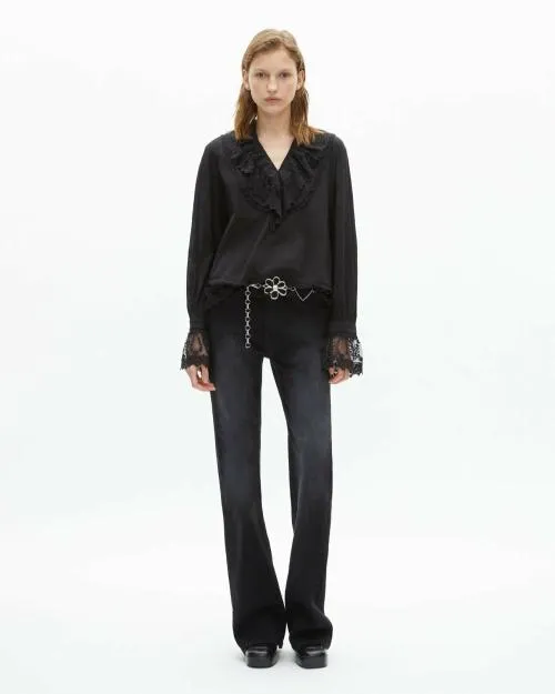 Women Shirts and Tops The Kooples Top With Black Guipure Black