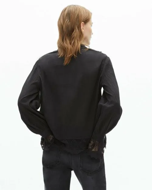 Women Shirts and Tops The Kooples Top With Black Guipure Black