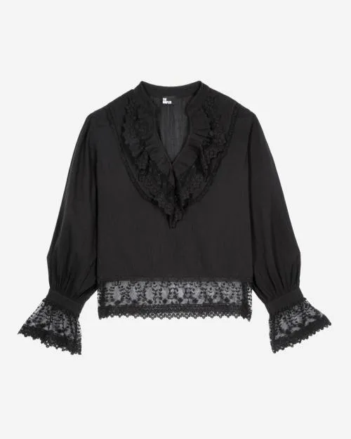 Women Shirts and Tops The Kooples Top With Black Guipure Black