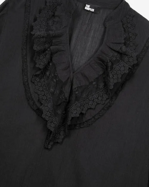 Women Shirts and Tops The Kooples Top With Black Guipure Black
