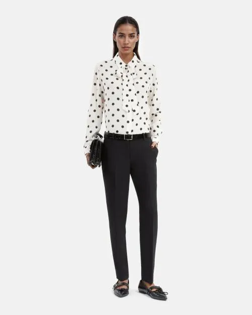 Women Shirts and Tops The Kooples White Polka Dot Silk Shirt White Black