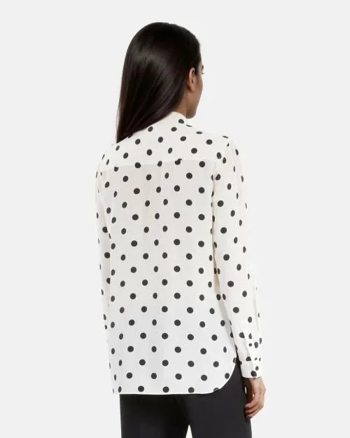 Women Shirts and Tops The Kooples White Polka Dot Silk Shirt White Black